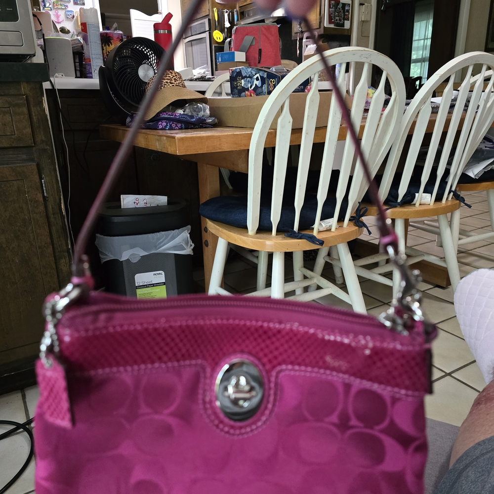 Coach Fuchsia Clutch with Silver Accents